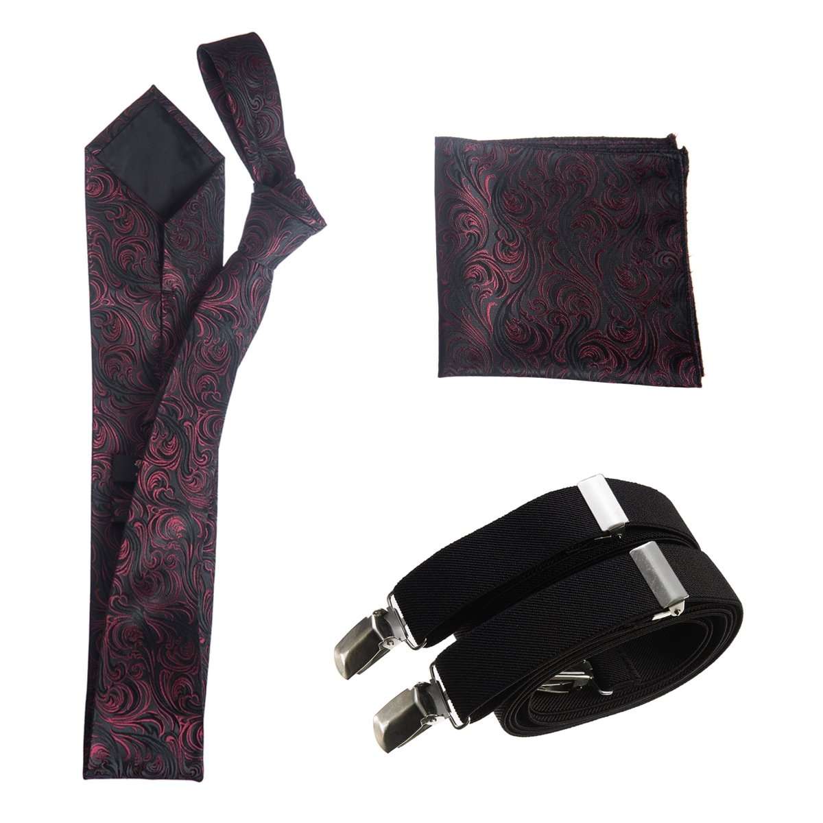 Tuxgear Inc Self - Tie Paisley Jacquard Windsor Necktie Set for Weddings & Events - Tuxgear