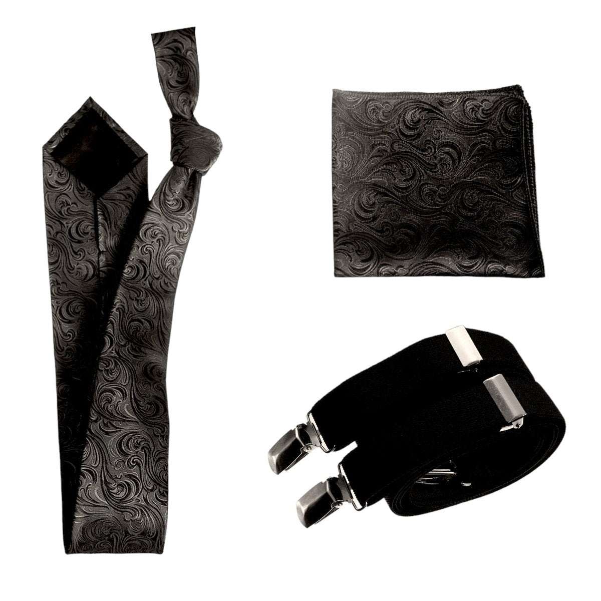 Tuxgear Inc Self - Tie Paisley Jacquard Windsor Necktie Set for Weddings & Events - Tuxgear