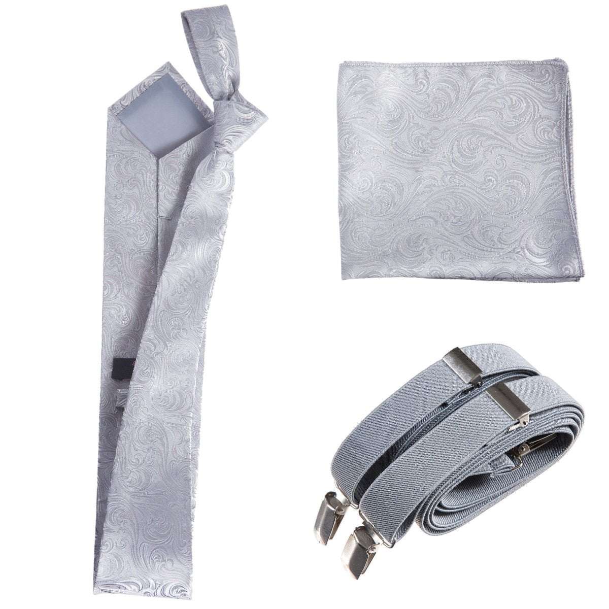 Tuxgear Inc Self - Tie Paisley Jacquard Windsor Necktie Set for Weddings & Events - Tuxgear