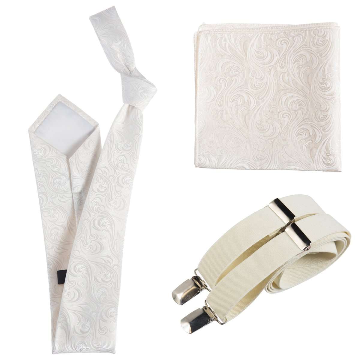 Tuxgear Inc Self - Tie Paisley Jacquard Windsor Necktie Set for Weddings & Events - Tuxgear