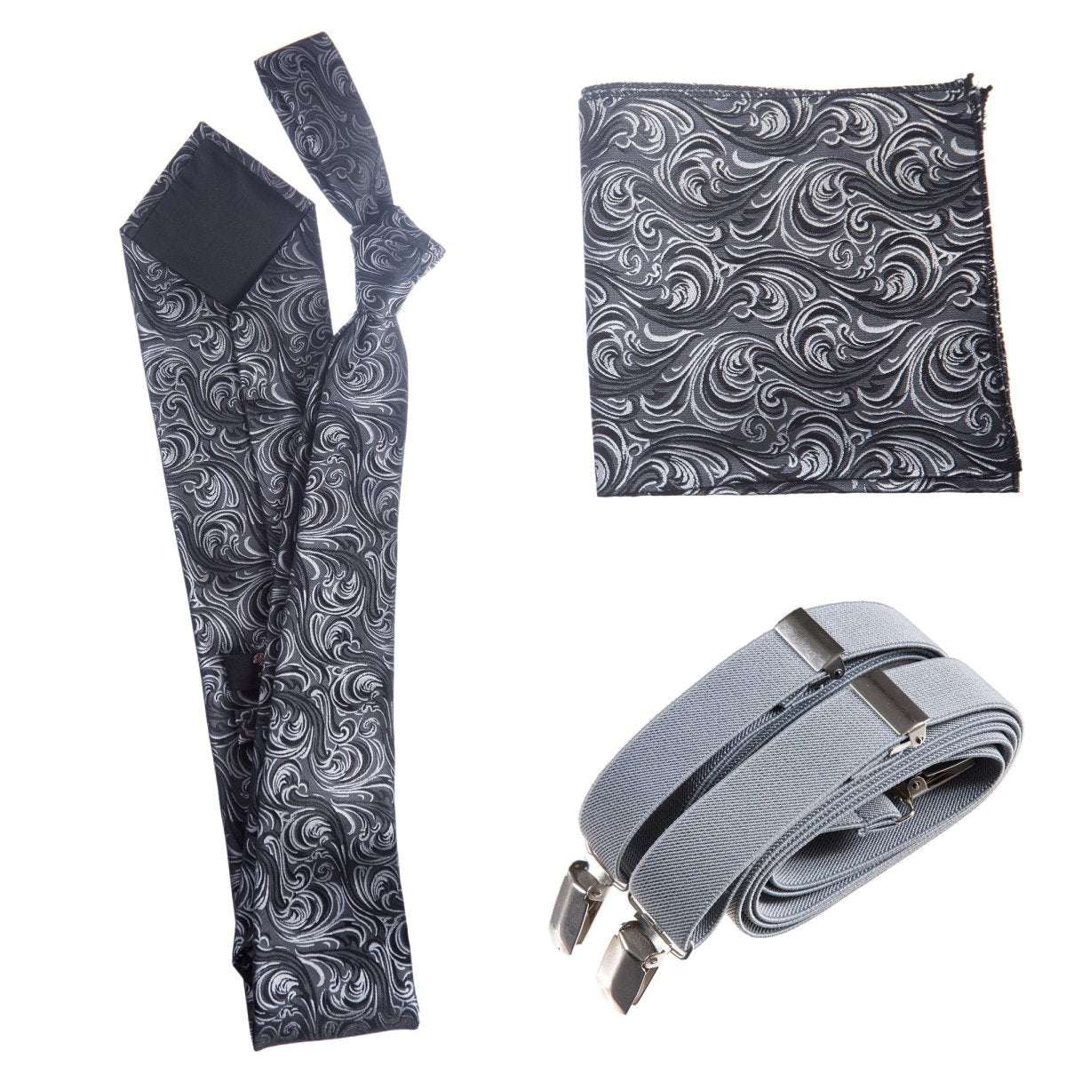 Tuxgear Inc Self - Tie Paisley Jacquard Windsor Necktie Set for Weddings & Events - Tuxgear