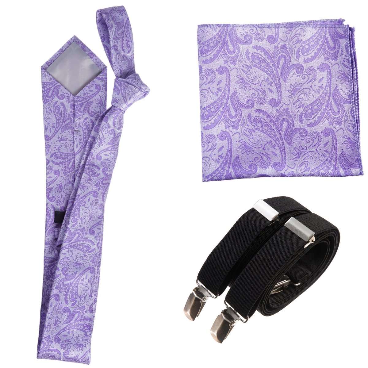 Tuxgear Inc Self - Tie Paisley Jacquard Windsor Necktie Set for Weddings & Events - Tuxgear