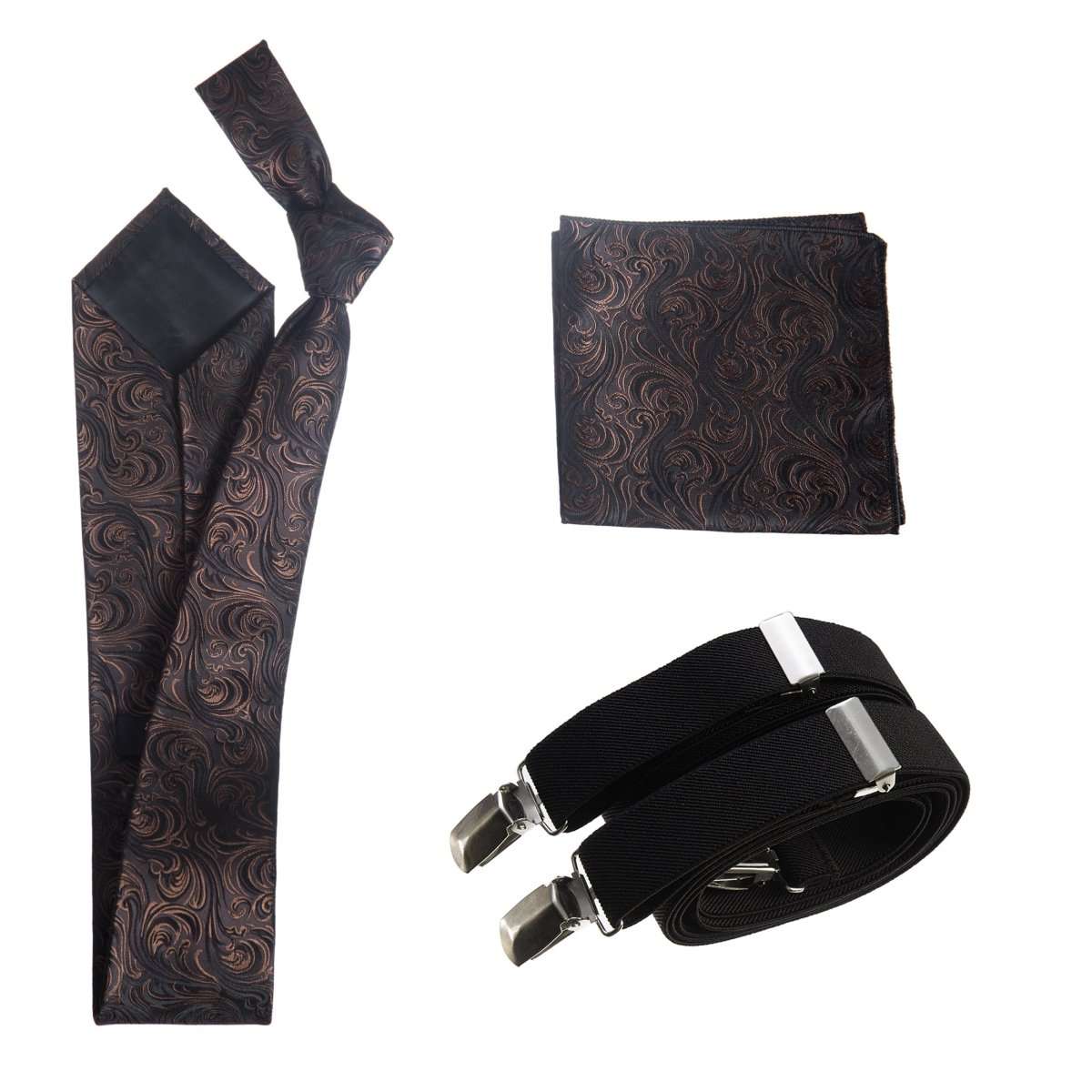 Tuxgear Inc Self - Tie Paisley Jacquard Windsor Necktie Set for Weddings & Events - Tuxgear