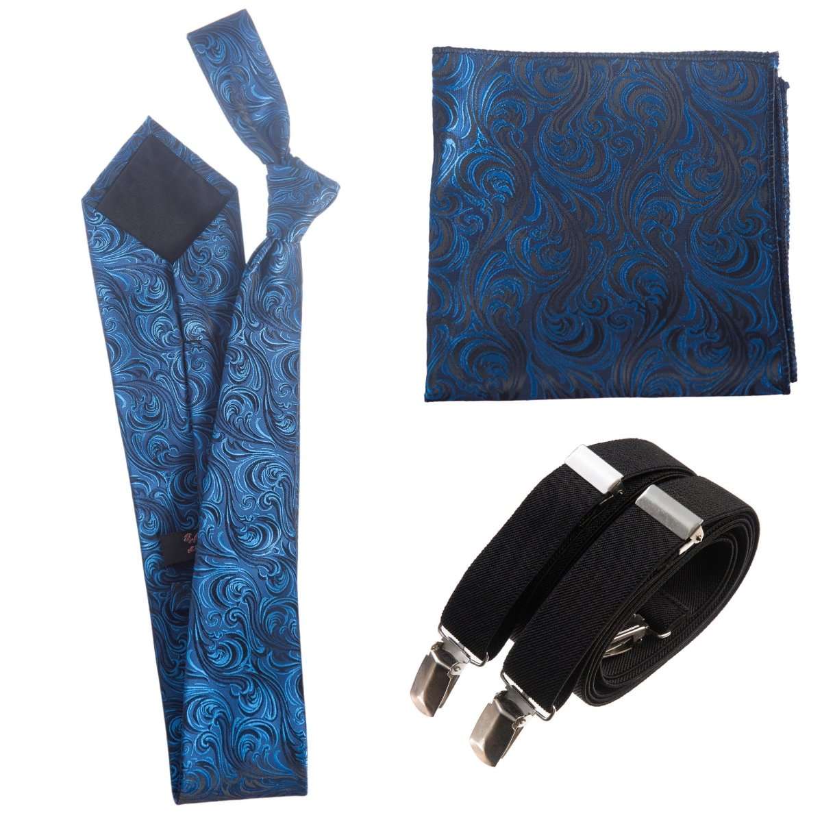 Tuxgear Inc Self - Tie Paisley Jacquard Windsor Necktie Set for Weddings & Events - Tuxgear