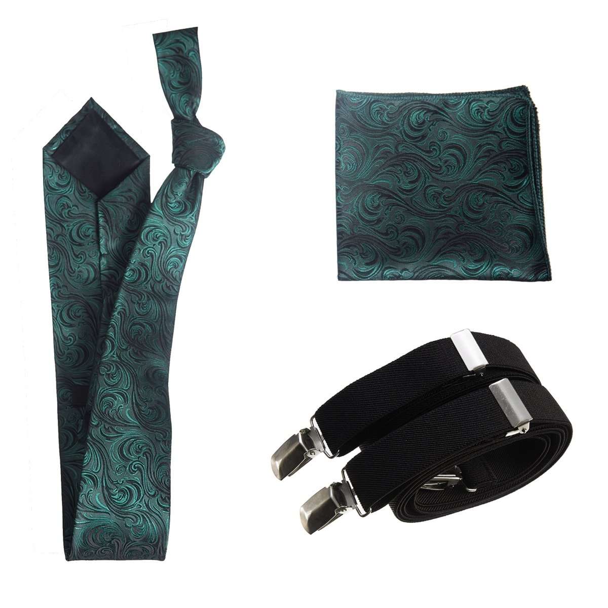 Tuxgear Inc Self - Tie Paisley Jacquard Windsor Necktie Set for Weddings & Events - Tuxgear