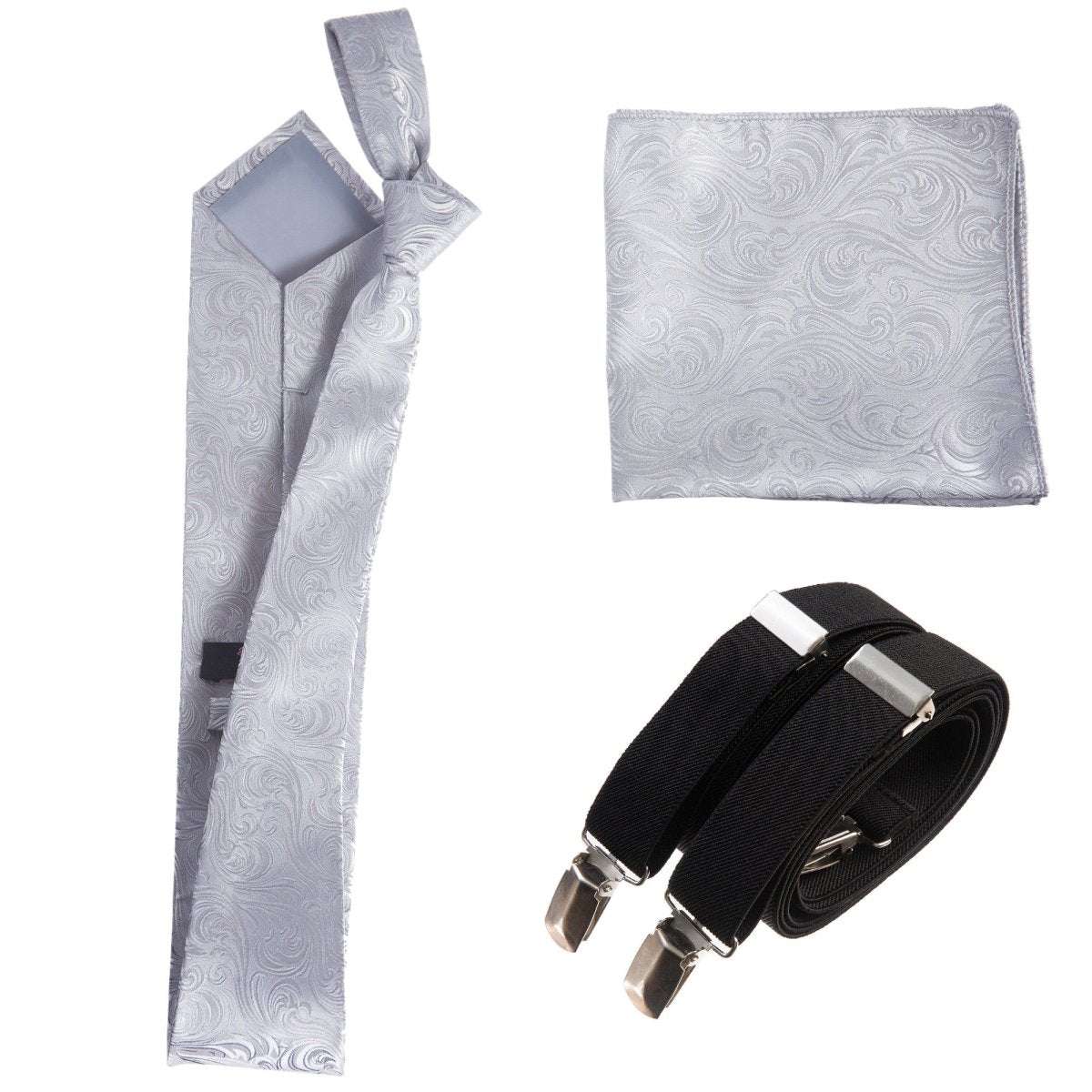 Tuxgear Inc Self - Tie Paisley Jacquard Windsor Necktie Set for Weddings & Events - Tuxgear