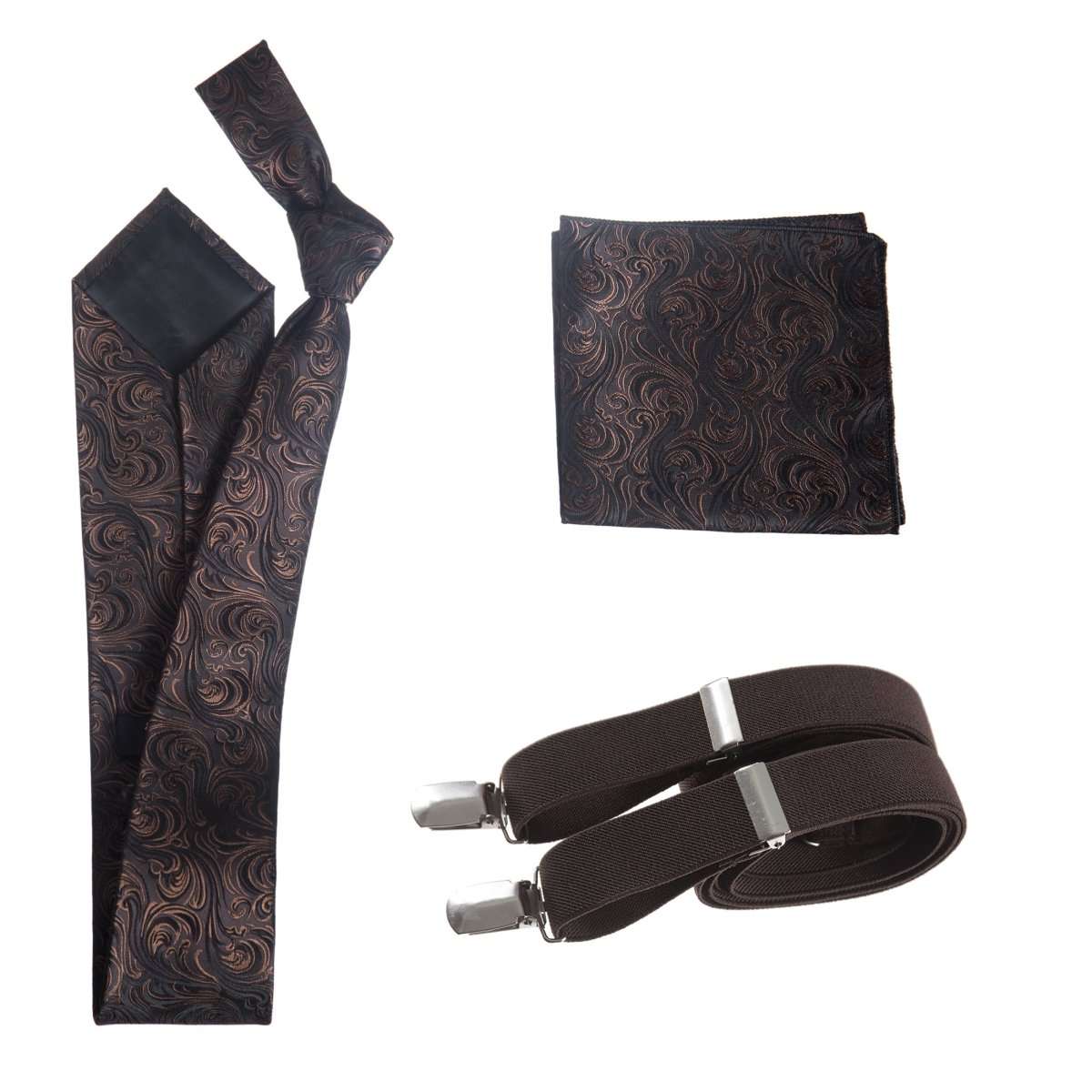 Tuxgear Inc Self - Tie Paisley Jacquard Windsor Necktie Set for Weddings & Events - Tuxgear