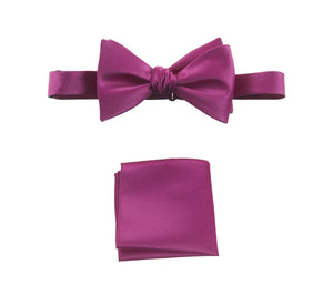 Sangria Selftie Bow Tie and Pocket Square Handkerchief Set for Men