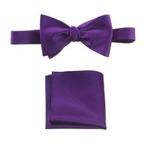 Load image into Gallery viewer, Violet Selftie Bow Tie and Pocket Square Handkerchief Set for Men