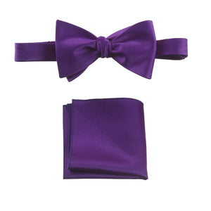 Violet Selftie Bow Tie and Pocket Square Handkerchief Set for Men