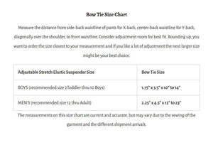 Size Chart for  Selftie Bow Tie and Pocket Square Handkerchief Set for Men