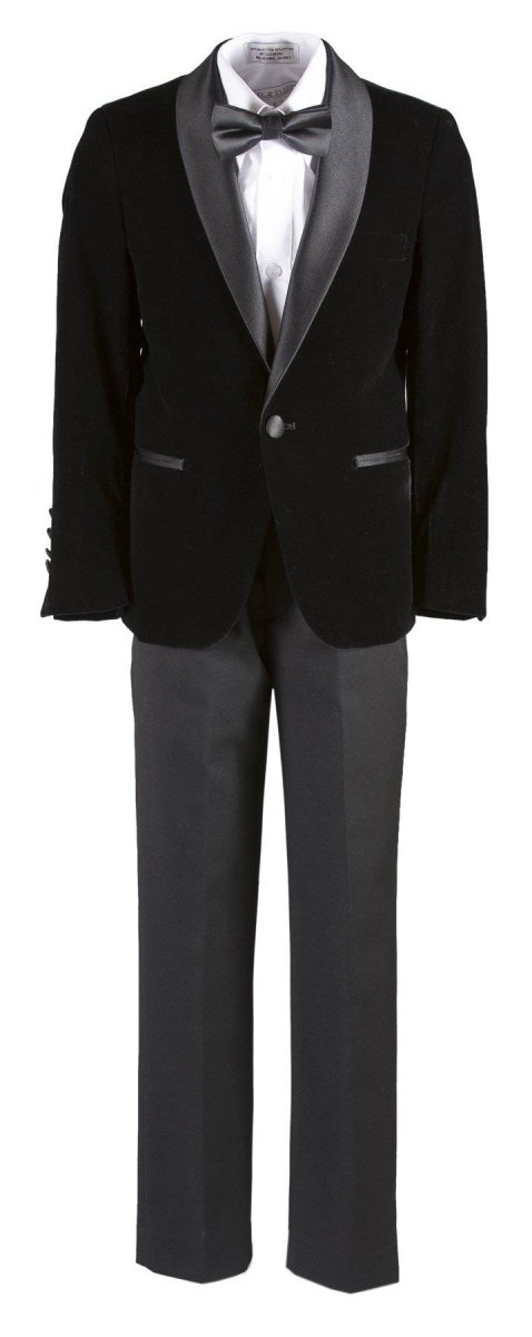 4 Piece Boys Velvet Slim Dinner Shawl Tuxedo - Tuxgear