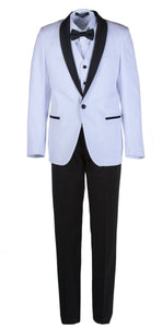5 Piece Slim Fit One Button Dinner Shawl Tuxedo With Black Pants - Tuxgear