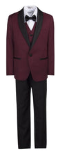 Load image into Gallery viewer, 5 Piece Slim Fit One Button Dinner Shawl Tuxedo With Black Pants - Tuxgear