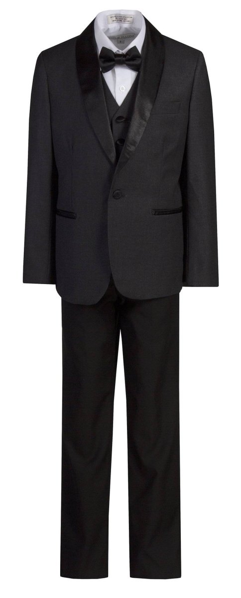 5 Piece Slim Fit One Button Dinner Shawl Tuxedo With Black Pants - Tuxgear