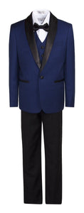 5 Piece Slim Fit One Button Dinner Shawl Tuxedo With Black Pants - Tuxgear