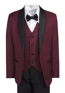 5 Piece Slim Fit One Button Dinner Shawl Tuxedo With Black Pants - Tuxgear