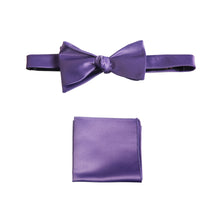 Load image into Gallery viewer, Wisteria Selftie Bow Tie and Pocket Square Handkerchief Set for Men