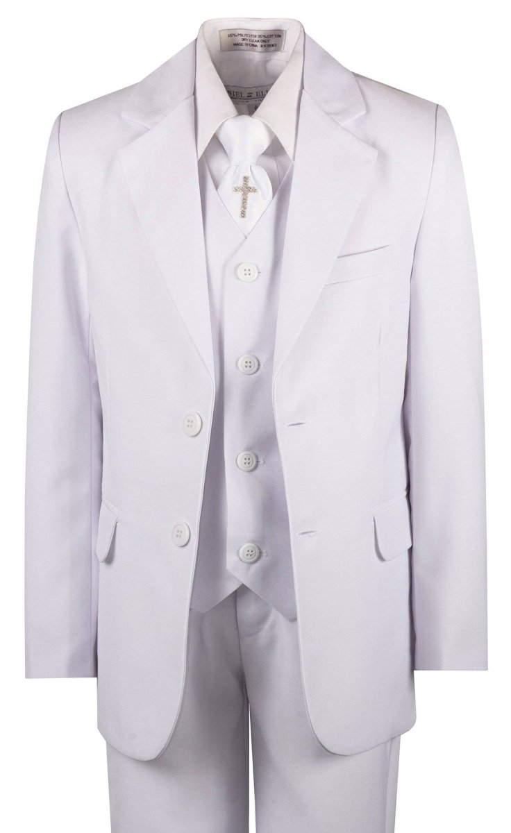 Boys Communion Slim Fit Suit with Religious Cross Neck Tie - Tuxgear