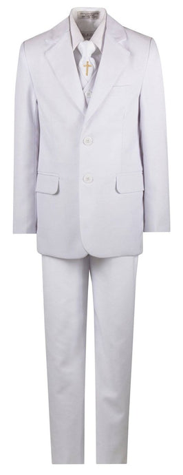 Boys Communion Slim Fit Suit with Religious Cross Neck Tie - Tuxgear