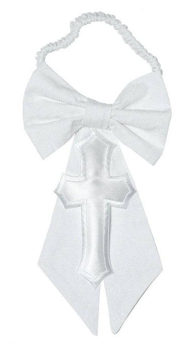 Boys First Holy Communion White Cotton Paisley Armband with Cross - Tuxgear