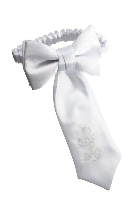 Boys First Holy Communion White Embroidered Communion Cross Armband - Tuxgear