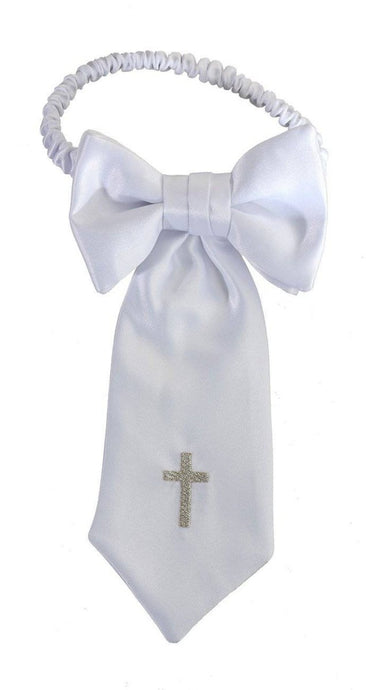 Boys First Holy Communion White Embroidered Religious Cross Armband - Tuxgear