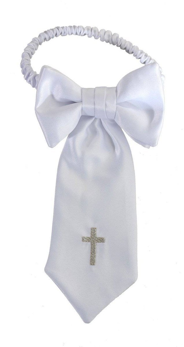 Boys First Holy Communion White Embroidered Religious Cross Armband - Tuxgear