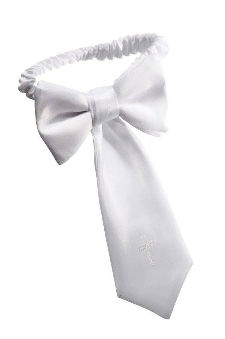 Boys First Holy Communion White Embroidered Religious Cross Armband - Tuxgear