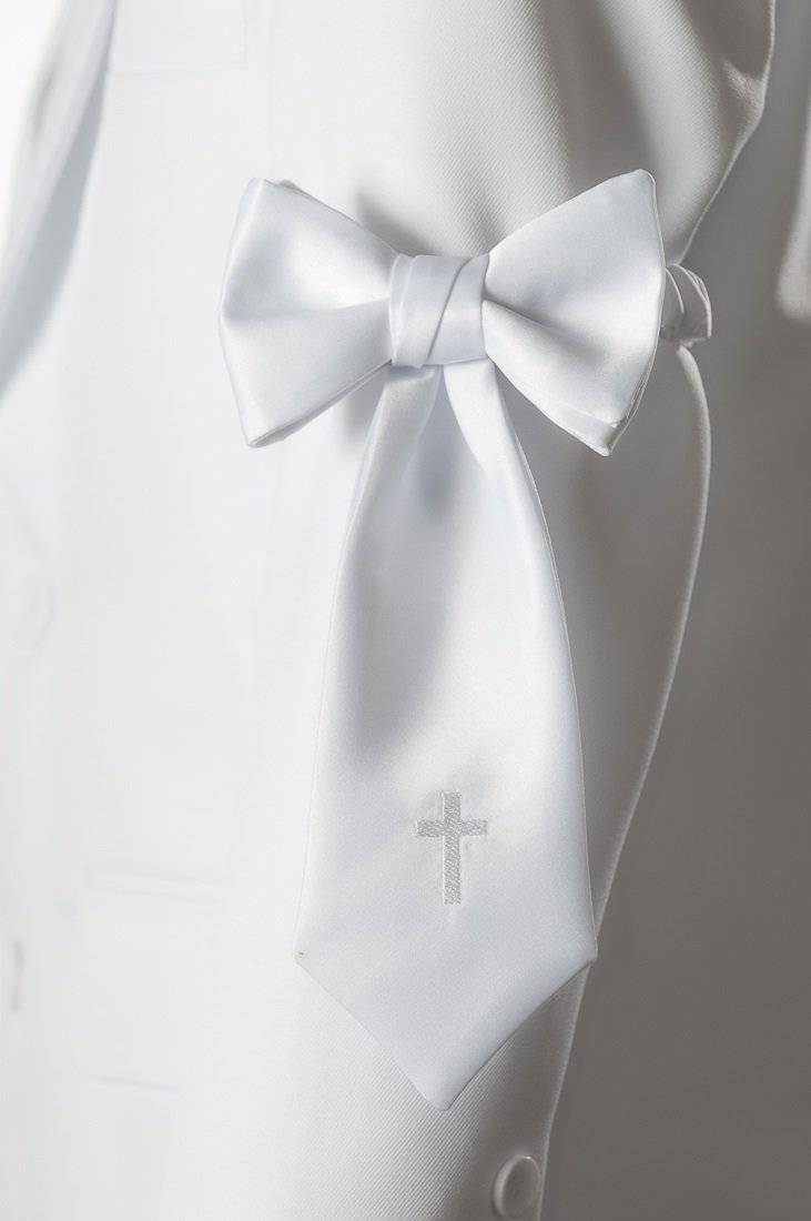 Boys First Holy Communion White Embroidered Religious Cross Armband - Tuxgear