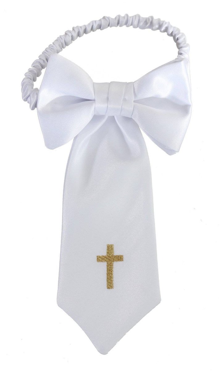 Boys First Holy Communion White Embroidered Religious Cross Armband 
