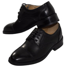 Load image into Gallery viewer, Boys Matte Black Cap Toe Lace up Dress Shoes - Tuxgear
