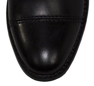 Boys Matte Black Cap Toe Lace up Dress Shoes - Tuxgear
