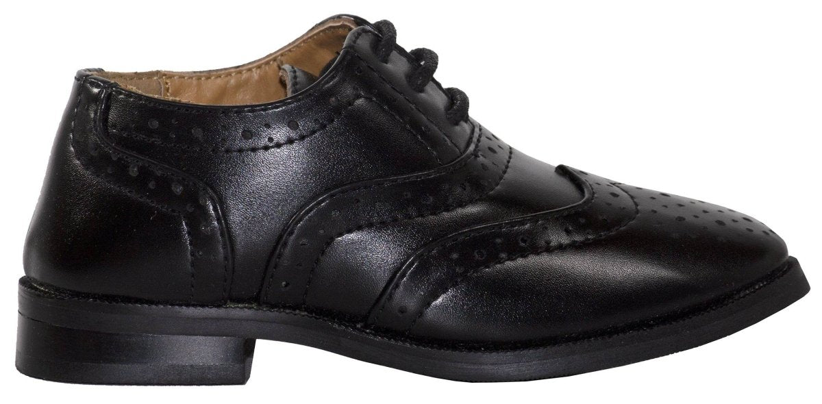 Boys Oxford Wing - Tip Lace Up Dress Shoes - Tuxgear