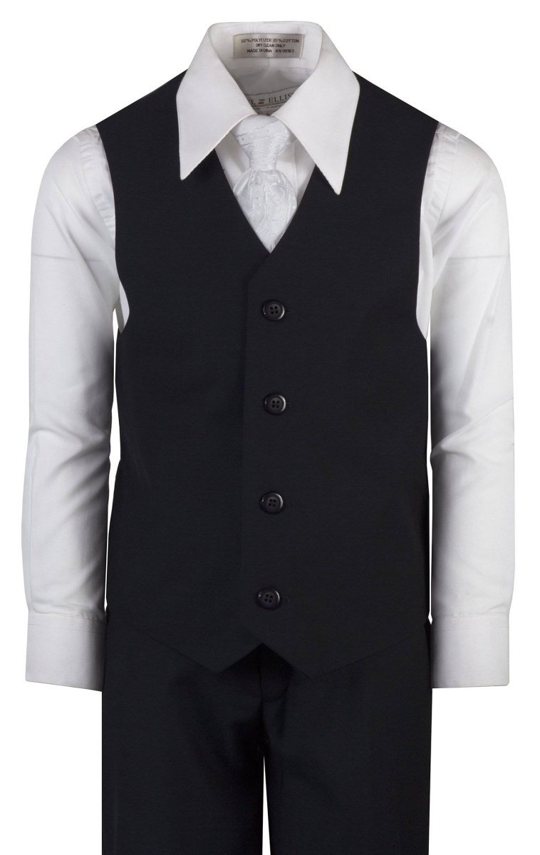 Boys Slim Fit Religious Suit with Clergy Jacquard Neck Tie - Tuxgear