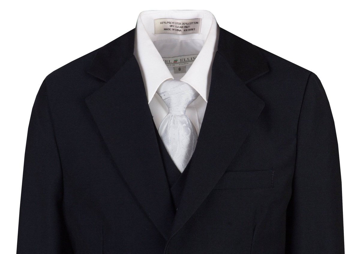 Boys Slim Fit Religious Suit with Clergy Jacquard Neck Tie - Tuxgear