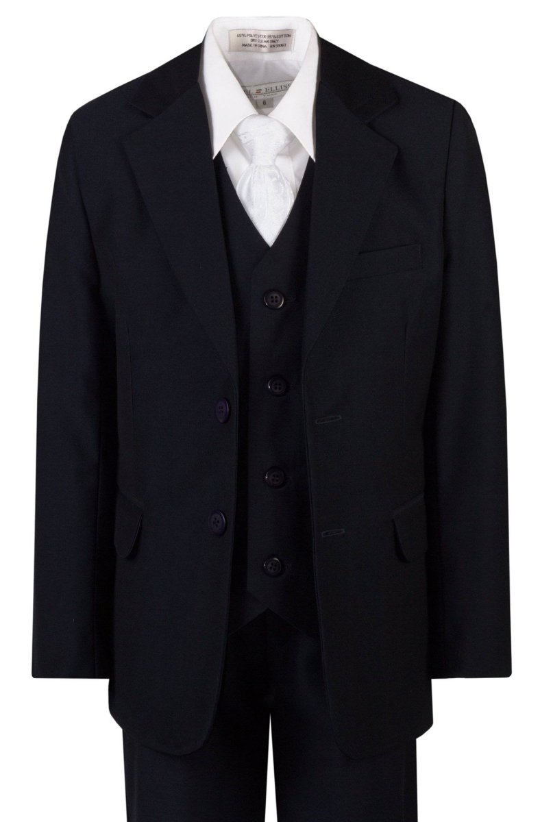 Boys Slim Fit Religious Suit with Clergy Jacquard Neck Tie - Tuxgear