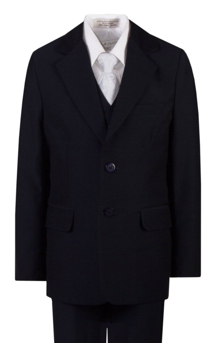 Boys Slim Fit Religious Suit with Clergy Jacquard Neck Tie - Tuxgear