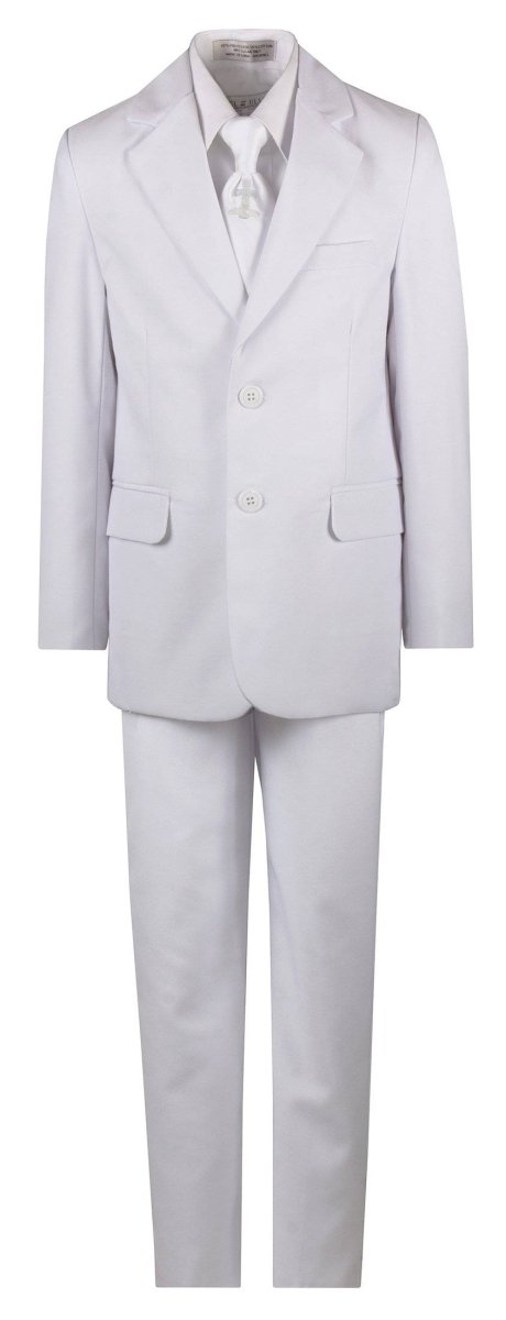 Boys Slim Fit Suit with Communion Cross Neck Tie and Suspenders - Tuxgear