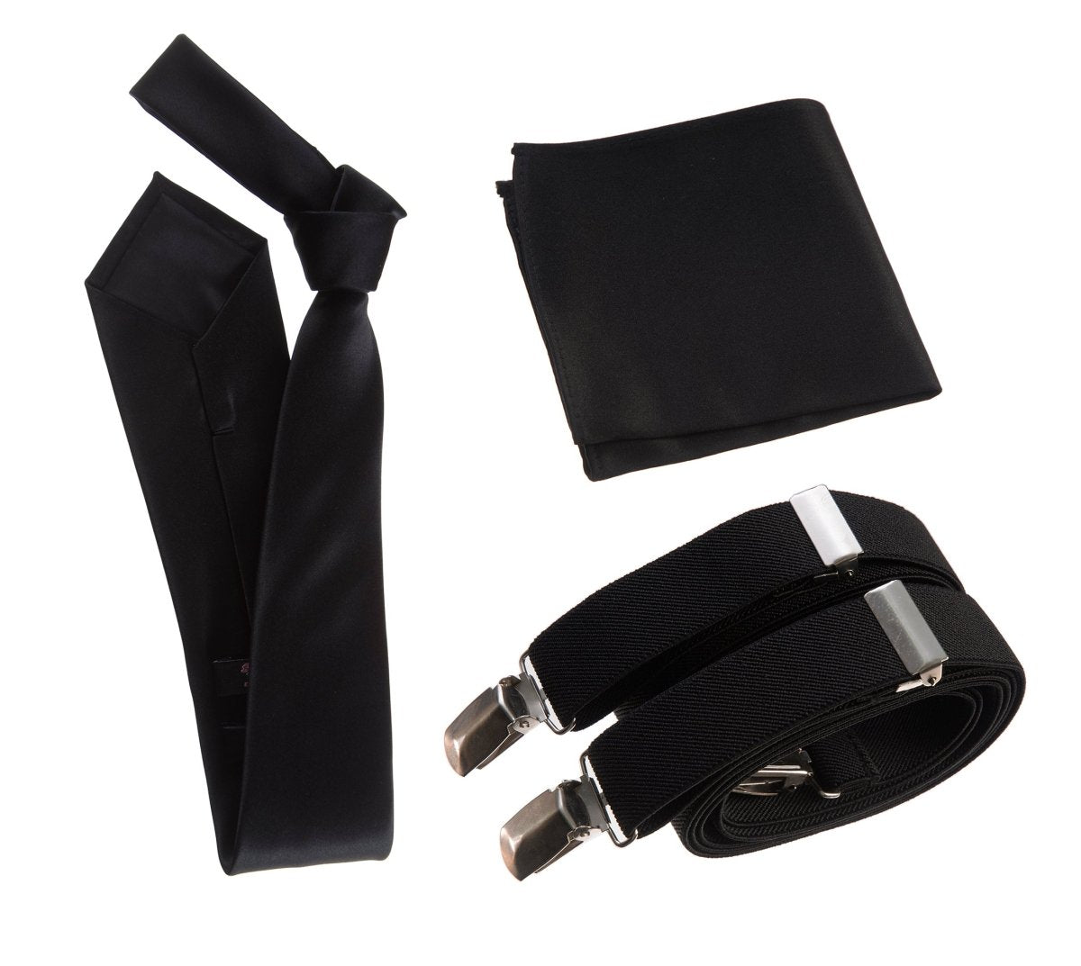 Classic Windsor Self Tie Necktie Suspenders and Pocket Square - Tuxgear