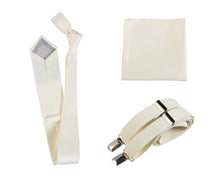 Load image into Gallery viewer, Classic Windsor Self Tie Necktie Suspenders and Pocket Square - Tuxgear
