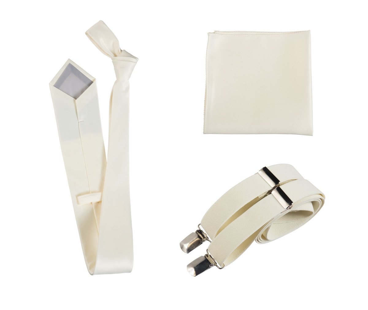 Classic Windsor Self Tie Necktie Suspenders and Pocket Square - Tuxgear