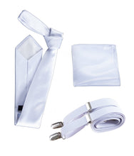 Load image into Gallery viewer, Classic Windsor Self Tie Necktie Suspenders and Pocket Square - Tuxgear