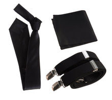 Load image into Gallery viewer, Classic Windsor Self Tie Necktie Suspenders and Pocket Square - Tuxgear