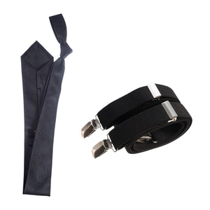 Classic Windsor Self Tie Paisley Jacquard Necktie and Suspenders - Tuxgear
