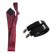 Load image into Gallery viewer, Classic Windsor Self Tie Paisley Jacquard Necktie and Suspenders - Tuxgear
