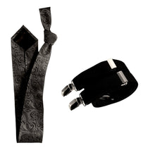 Load image into Gallery viewer, Classic Windsor Self Tie Paisley Jacquard Necktie and Suspenders - Tuxgear