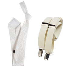 Load image into Gallery viewer, Classic Windsor Self Tie Paisley Jacquard Necktie and Suspenders - Tuxgear