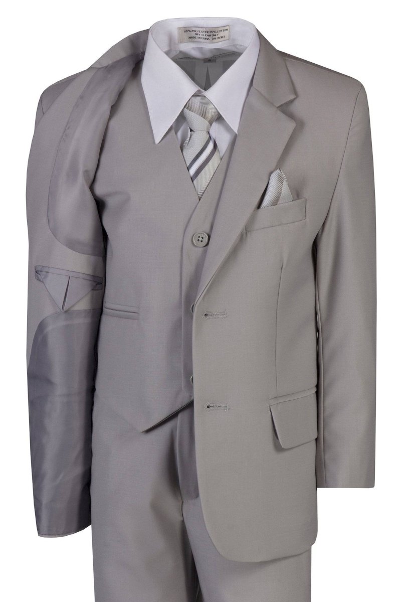 Husky Boys 6 Piece 2 Button Suit with Neck Tie and Pocket Square 