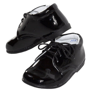 Infant Black Round Toe Dress Shoe Lace Up - Trevor - Tuxgear